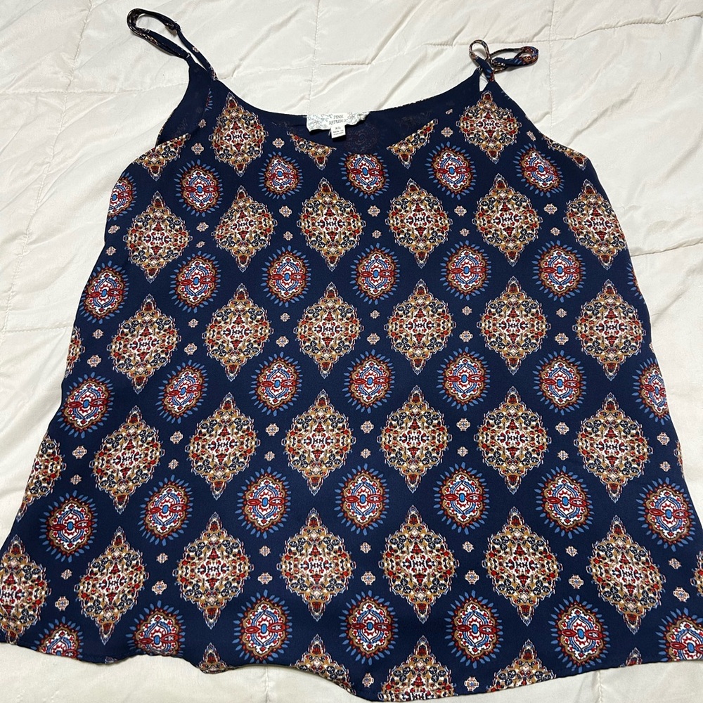 Elegant Navy Blue Patterned Women's Top